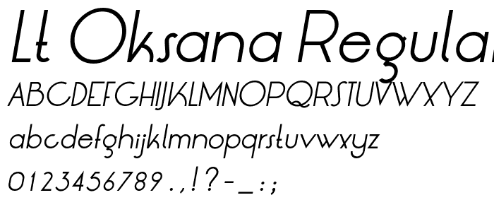 LT Oksana Regular Italic font